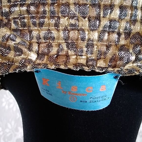 Kisca By Komarov Sthecht Made In USA Ws, Sz 1 Black &Gold Metallic Snake Print - Picture 5 of 8